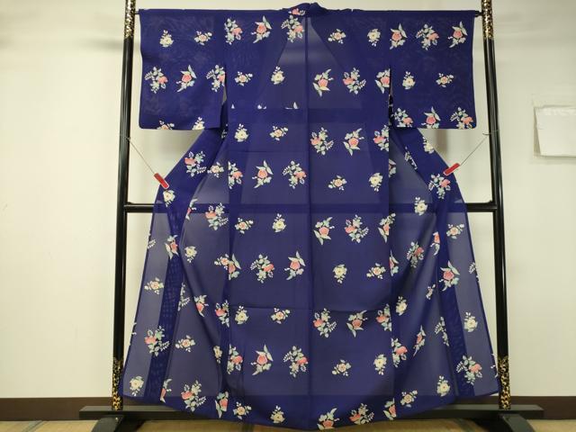 平和屋着物＊夏物　小紋　絽　草花文　正絹　逸品　CAAS0530vp