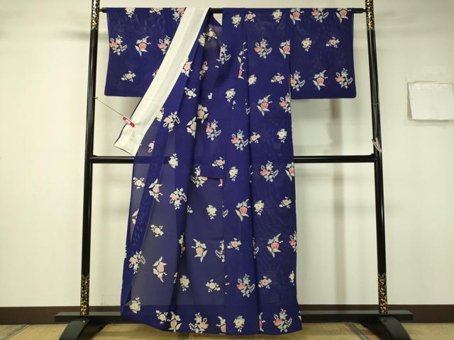 平和屋着物＊夏物　小紋　絽　草花文　正絹　逸品　CAAS0530vp