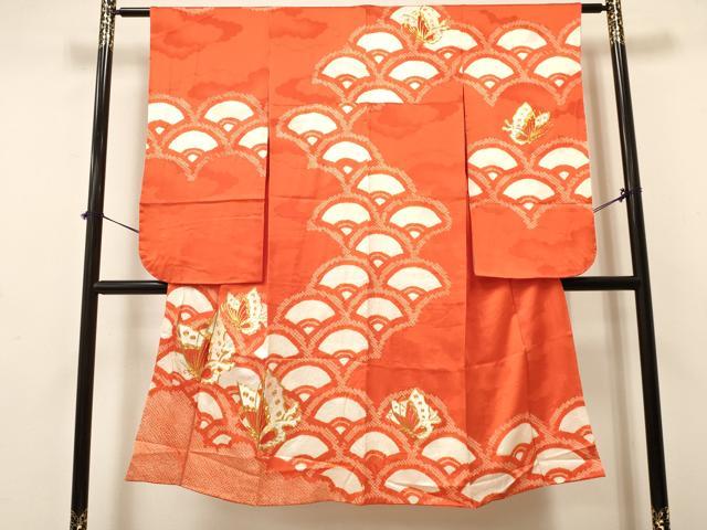 Kimono （For Girls） - 平和屋着物[]七五三　女の子　7歳　祝着　四つ身　駒刺繍　絞り　舞蝶文　青海波　逸品　DAAY3519ma