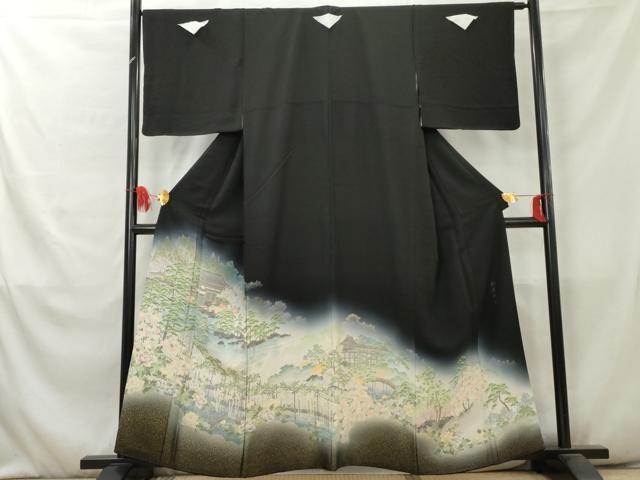 平和屋着物■豪華黒留袖　寿光織り　都三粋図　暈し染め　金糸　正絹　逸品　AABA3094cs(4)