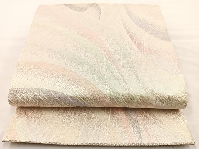 平和屋着物◎六通柄袋帯　流水文　銀糸　正絹　逸品　BAAL7824cm