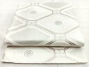 平和屋着物◎六通柄袋帯 唐織 蜀江花文 プラチナ本銀二重織 正絹 逸品 BAAL7882cm(4)