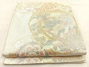 平和屋着物◎佐賀錦 六通柄袋帯 孔雀花絵皿 金銀糸 正絹 逸品 BAAP2308if
