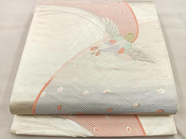 平和屋着物◎六通柄袋帯　唐織　孔雀　金銀糸　正絹　逸品　BAAQ5840ea