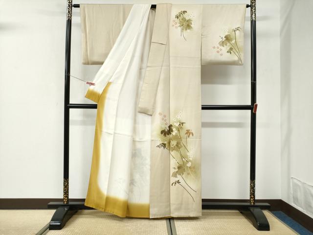 平和屋着物●訪問着　ろうけつ染　草花文　暈し染め　正絹　逸品　CABI3123yc heiwaya-11242739 平和屋 サンプル画像2