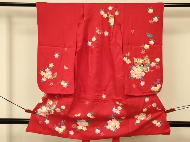 平和屋着物[]七五三　女の子　3歳　祝着　三つ身　花蝶文　金彩　逸品　DAAR6480ma