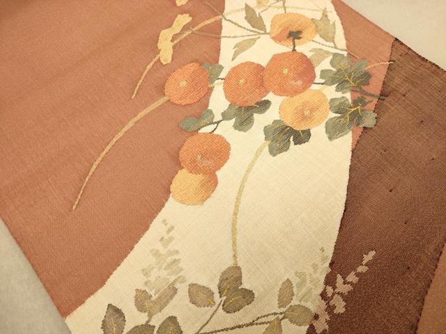 平和屋の平和屋着物◎太鼓柄袋帯 草花文 金糸 正絹 逸品 AABC1556dt｜アングル2
