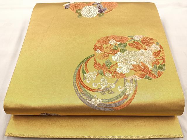 平和屋着物◎六通柄袋帯 唐織 花丸文 正絹 逸品 BAAQ9865cm