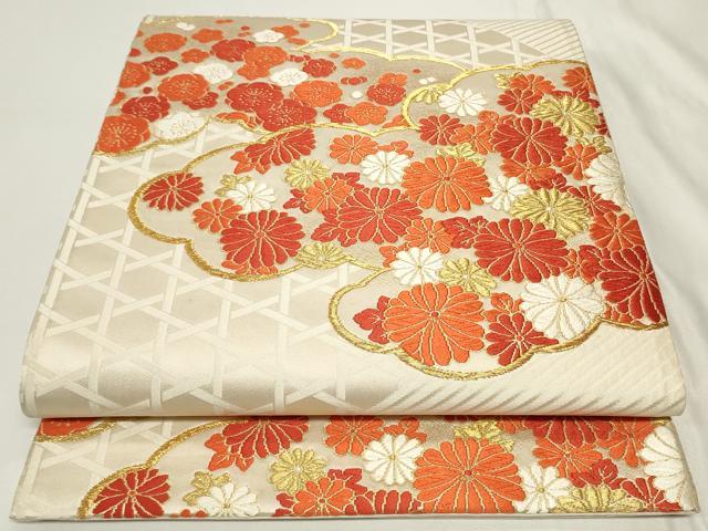 平和屋着物◎六通柄袋帯　唐織　源氏物語　菊唐草文　金糸　正絹　逸品　CAAY8942in