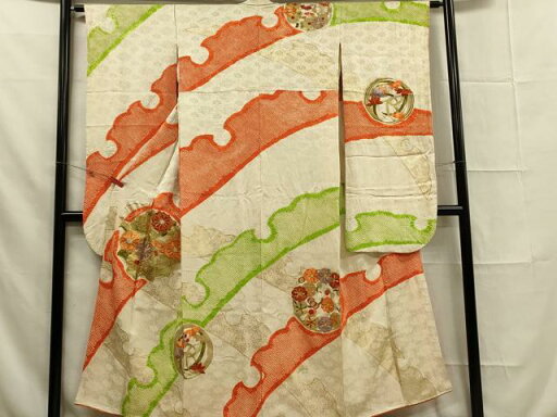 平和屋着物■豪華振袖 駒刺繍 絞り 吉祥花丸文 金彩 正絹 逸品 DAAP4190qp 平和屋着物■豪華振袖 駒刺繍 絞り 吉祥花丸文 金彩 正絹 逸品 DAAP4190qp