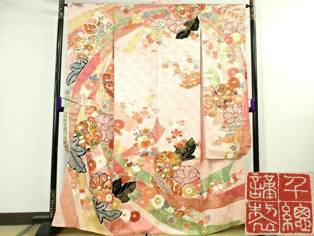 難有！超一流ちそう千總お振袖 落款入り松坂屋扱い 古典柄 最高級古典柄振袖 千總/最高級金彩刺繍手描京友禅 黒/金 几帳柄/鳳凰柄