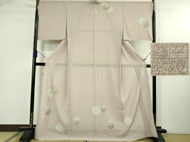 Full-Length Under-Kimono - 平和屋本店＊希少　夏物　創業460年・千總　訪問着　絽縮緬　刺繍　手描き　雪輪鹿の子花文　薄柿色地　逸品　DZAB4980kh6