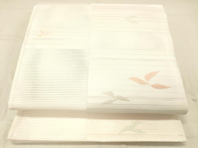 平和屋着物＊夏物　六通柄　京袋帯　唐織　草葉文　銀糸　DABC8174cm