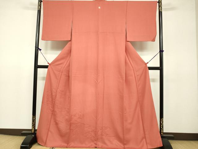 Irotome - 平和屋着物●豪華色留袖　風景花松文　鉛丹色　正絹　逸品　DAAV3088du