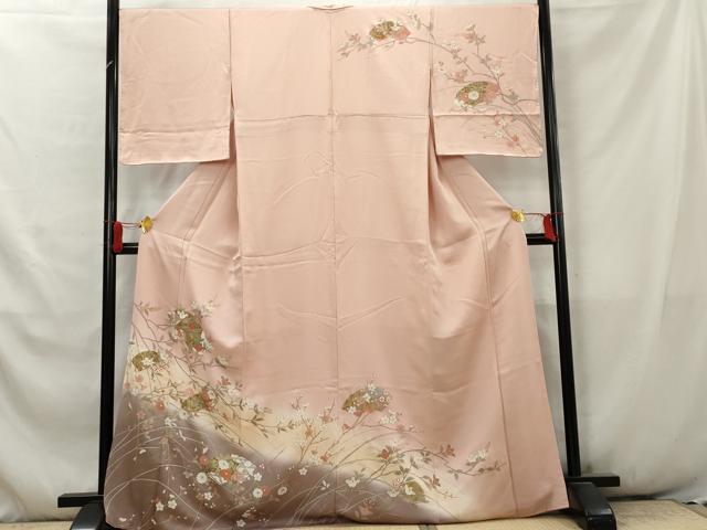 平和屋着物●訪問着　地紙枝花文　暈し染め　金彩　正絹　逸品　AABB3541cs