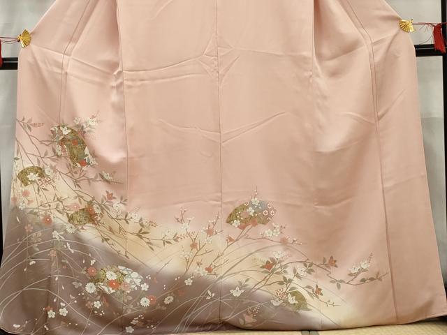 平和屋着物●訪問着　地紙枝花文　暈し染め　金彩　正絹　逸品　AABB3541cs