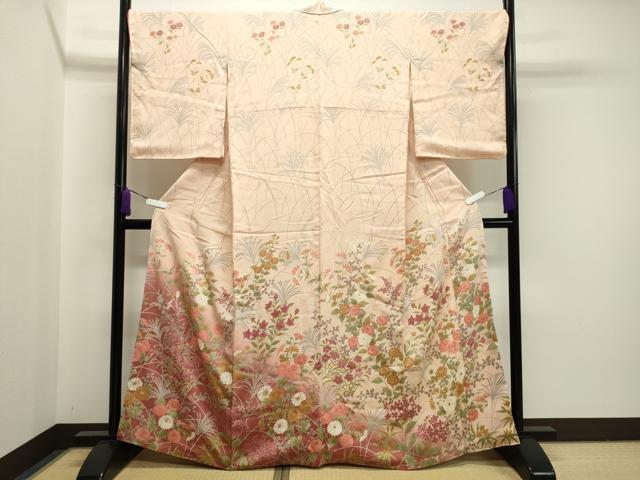 平和屋着物●訪問着　草花文　暈し染め　金彩　正絹　逸品　CAAY8066gh
