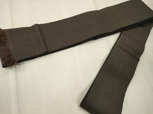 平和屋着物●男性 角帯 紬地 鉄黒色 正絹 逸品 CAAO7399eg