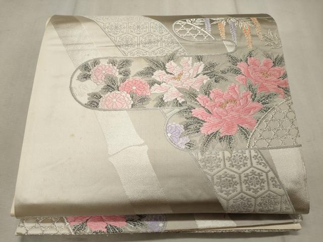 平和屋着物◎六通柄袋帯　唐織　籬花竹文　金銀糸　正絹　逸品　CAAT7863oy