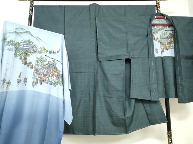 平和屋着物●男性　本場大島紬　アンサンブル　長襦袢（無双仕立て）セット　100亀甲　総詰め　正絹　逸品　未使用　DABB0554ud