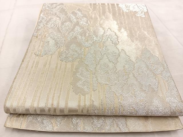 平和屋着物◎六通柄袋帯　樹林文　銀糸　正絹　逸品　BAAV4830yc