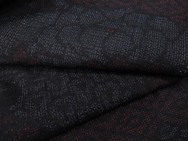 平和屋着物●結城紬　80亀甲　扇面草花文　正絹　逸品　CABB6249ut