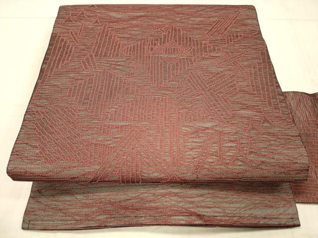 平和屋着物＊夏物　九寸名古屋帯　抽象文様　正絹　逸品　DAAW1758cm