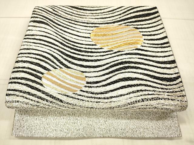 平和屋着物●六通柄袋帯　流水文　金銀糸　正絹　逸品　DAAX8747cm