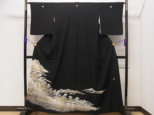 平和屋着物■豪華黒留袖 作家物 枝松文 金彩 逸品 CAAC1456dy 平和屋着物■豪華黒留袖 作家物 枝松文 金彩 逸品 CAAC1456dy