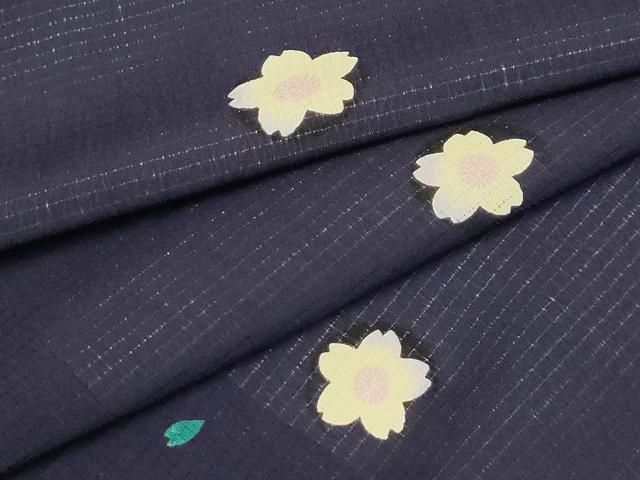 平和屋着物＊夏物　小紋　絽　夜桜　洗える着物　AABB8823sx