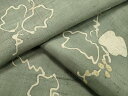 平和屋着物▽生紬 単衣 葡萄蔦の葉文 三越扱い 正絹 逸品 CAAV8951gh