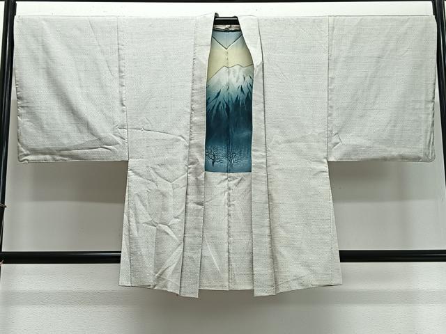 平和屋着物∞男性　羽織　紬地　霞文　正絹　逸品　CABD4653ua