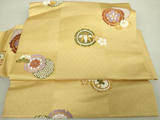 平和屋着物●ワンタッチつけ帯 唐織 雪輪吉祥花文 金糸 正絹 逸品 未使用 DAAV6095ps