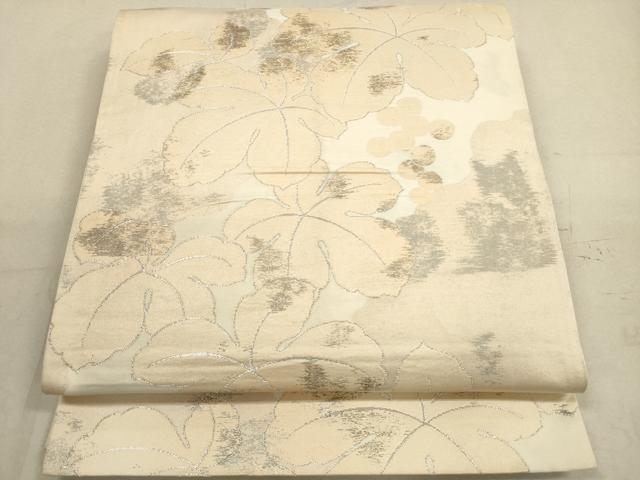 平和屋着物◎六通柄　京袋帯　葡萄蔦の葉文　銀糸　正絹　逸品　DAAX2451xg