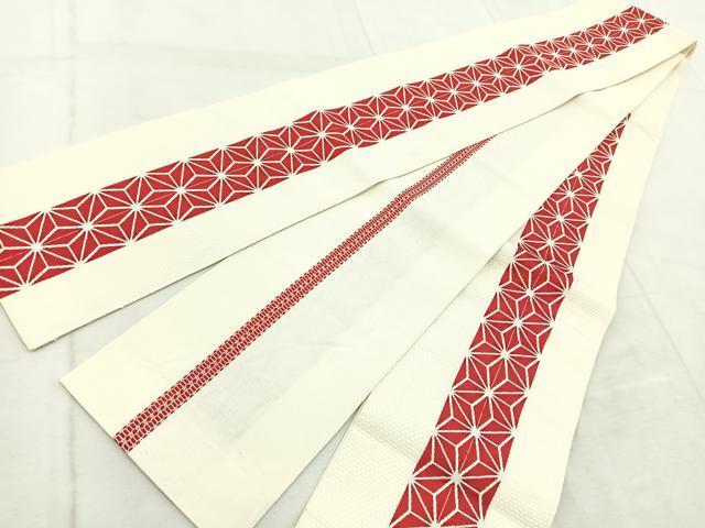 平和屋着物◎両面　半幅帯　麻の葉間道　BAAV4863yc