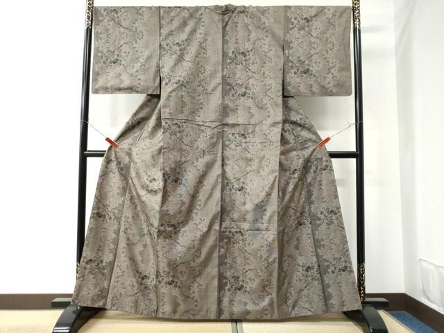 平和屋着物●本場大島紬　9マルキ　枝葉文　正絹　逸品　CAAU2843yc