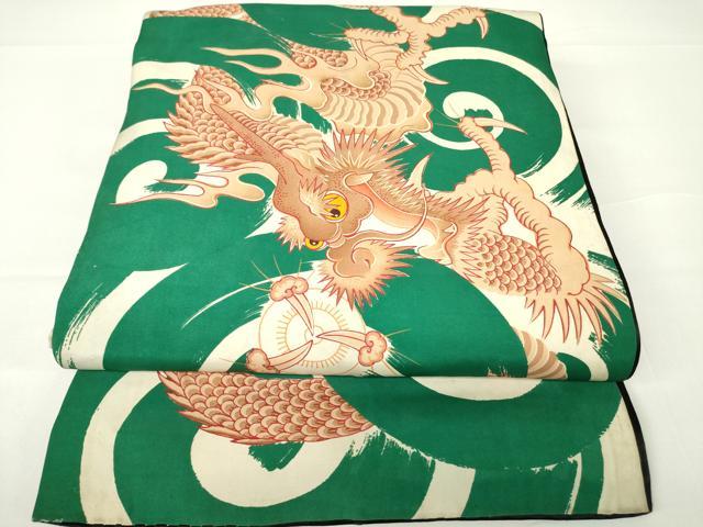 平和屋着物○アンティーク 大正ロマン 六通柄 本袋帯 唐織 龍 鳳凰正