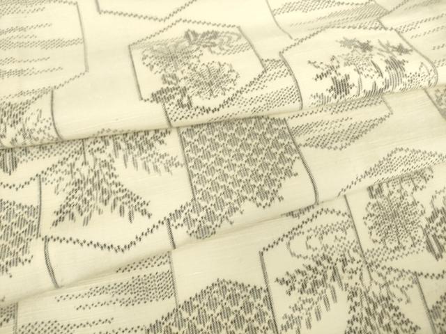 Kimono - 平和屋着物▽上質な紬　単衣　亀甲花文　正絹　逸品　DABE4387az