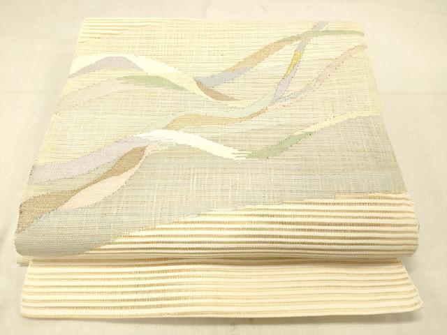 Obi - 平和屋着物＊夏物　絽綴れ　八寸名古屋帯　流水文　金銀糸　正絹　逸品　DABC8195cm