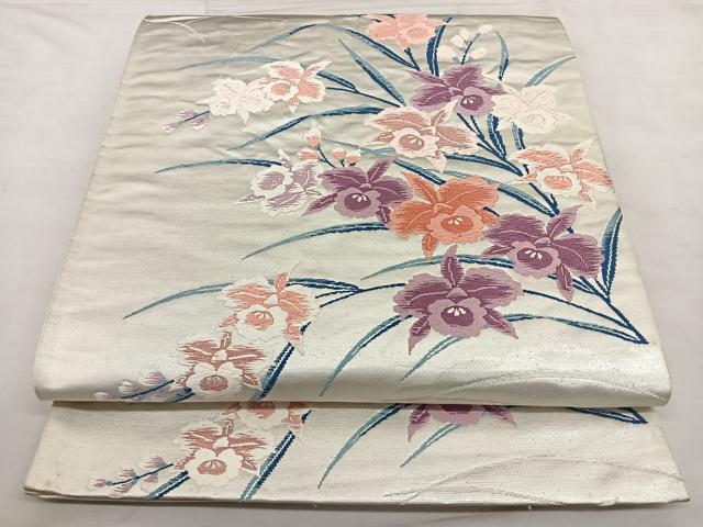 Rakuten - 平和屋着物◎六通柄袋帯 唐織 カトレア 銀糸 正絹 逸品 BAAX0006qw