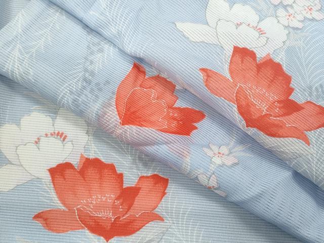 Full-Length Under-Kimono - 平和屋着物＊夏物　小紋　絽　草花文　洗える着物　CABB2132ze