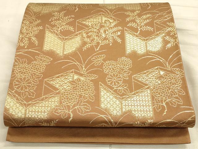 乐天商城 - 平和屋着物◎六通柄袋帯　屏風花文　金糸　正絹　逸品　未使用　CAAT5169ft