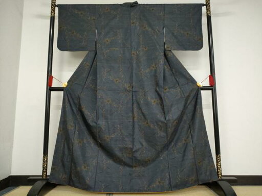 平和屋着物■本場大島紬 7マルキ 枝葉文 正絹 逸品 AAAR4550cg 平和屋着物■本場大島紬 7マルキ 枝葉文 正絹 逸品 AAAR4550cg