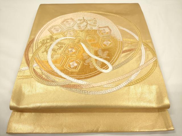 Rakuten - 平和屋着物▼太鼓柄袋帯 総刺繍 駒刺繍 鏡裏紐文 金糸 引箔 正絹 逸品 CAAU5845ak