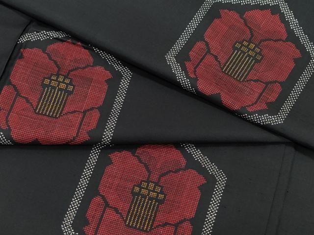 Kimono - 平和屋着物●本場大島紬　7マルキ　亀甲花文　正絹　逸品　CAAY2920vf