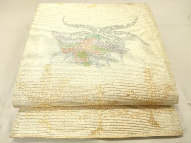 平和屋着物＊夏物　全通柄袋帯　鳳凰樹林文　金銀糸　正絹　逸品　DABC8207cm