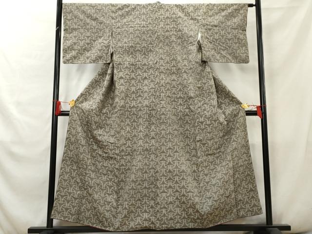 平和屋着物▽上質な色無地 単衣 毘沙門亀甲地紋 藍色 正絹