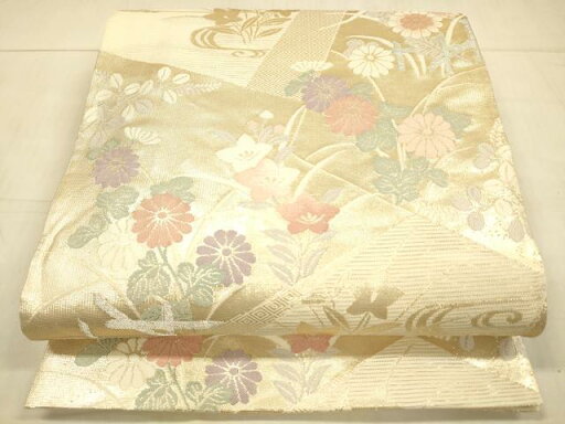 平和屋着物*夏物 六通柄袋帯 流水秋草文 金銀糸 正絹 逸品 DAAU8467cm 平和屋着物*夏物 六通柄袋帯 流水秋草文 金銀糸 正絹 逸品 DAAU8467cm