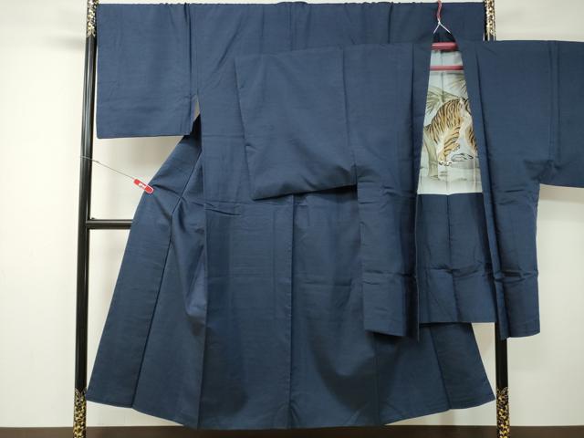平和屋着物■男性 紬 アンサンブル 青褐色 やまと誂製 正絹 逸品 CAAN0082ev