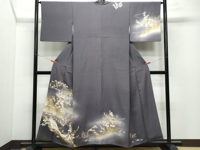 平和屋着物●訪問着　屏風草花文　金彩　鈴乃屋扱い　正絹　逸品　CAAY2927vf